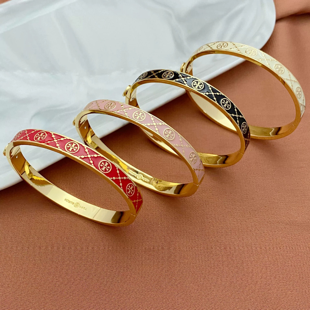 Tory Burch Enamel Letter Metal Bracelet For